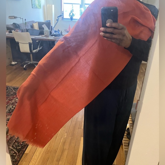 Orange/Rust Cashmere Scarf/Shawl - Picture 5 of 13